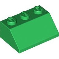 Lego kostka (kostička) 2x3 sklon (šikmá) 45°, zelená (303828, 4142856)